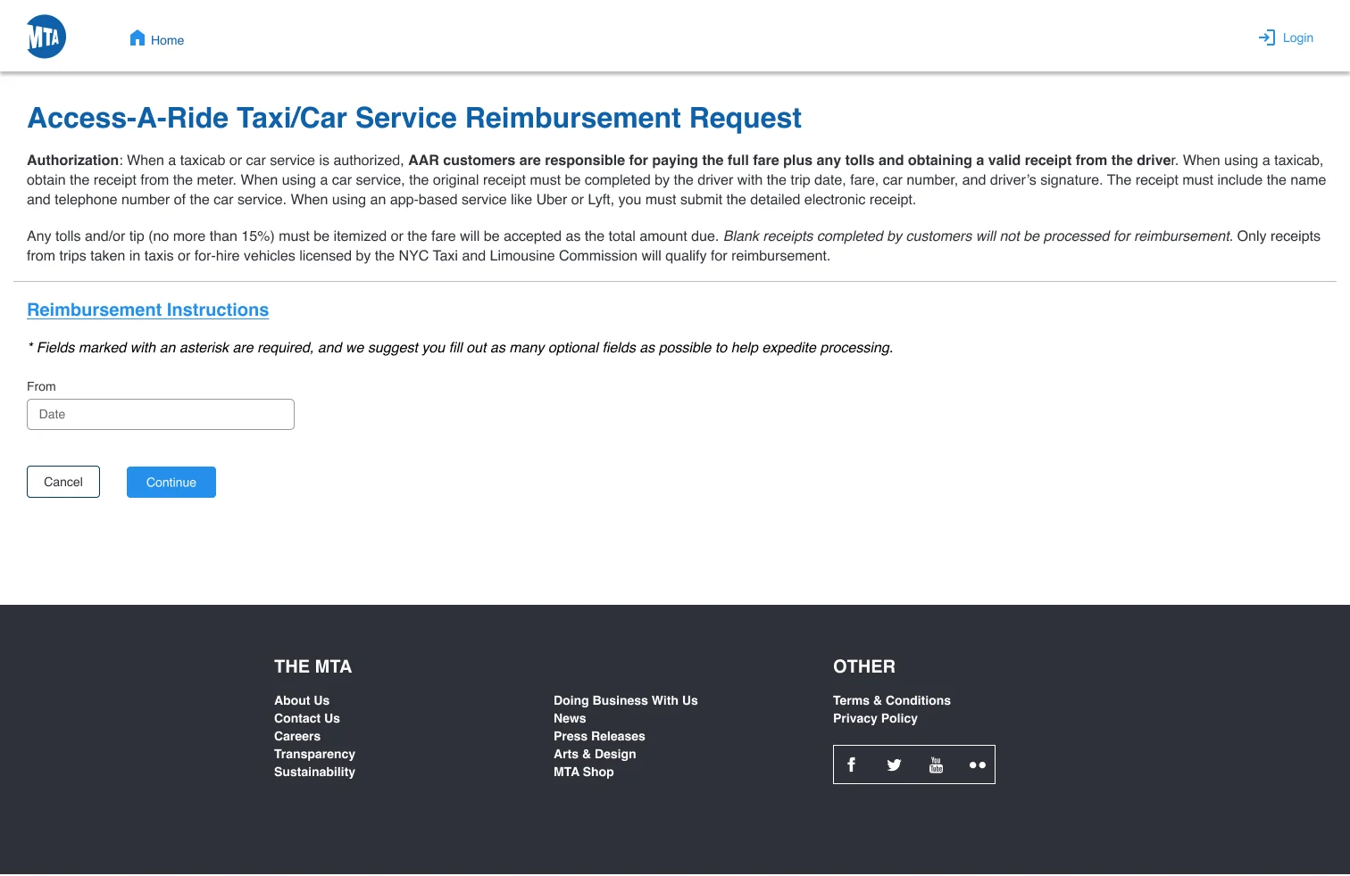 AAR Reimbursement — desktop landing page