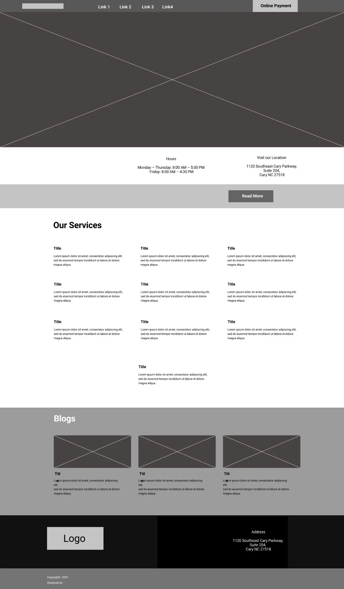 CDD Wireframe — full page layout