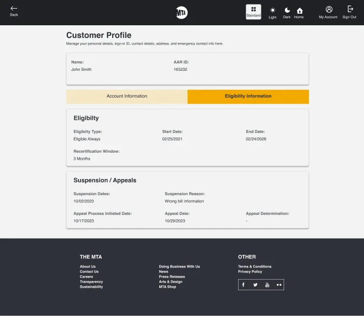 MTA AAR Customer Profile
