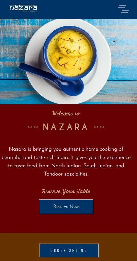 Nazara Homepage Mobile — food hero