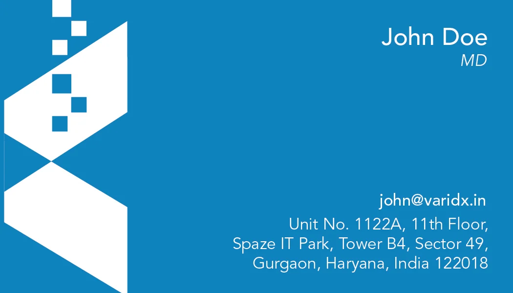 Varidx Business Card — back (blue)