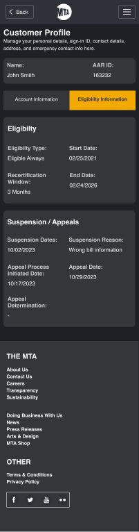 Customer Profile - 2 Alternate Tab View (Mobile)