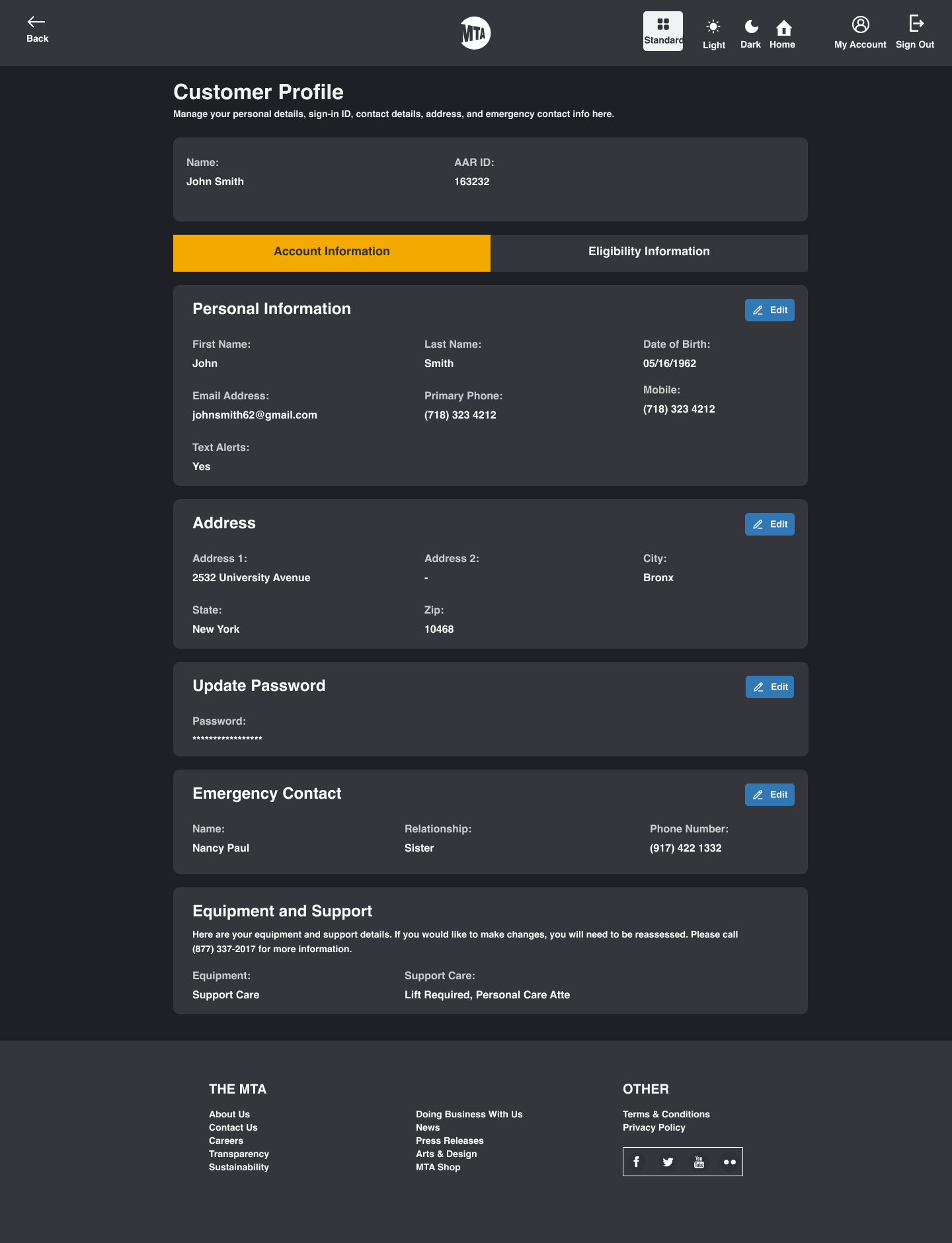 Customer Profile - Dark